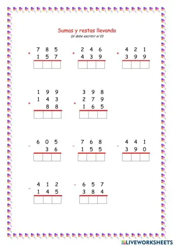 Sumas y restas llevando