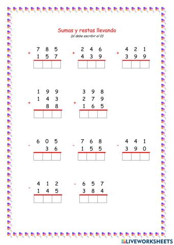 Sumas y restas llevando