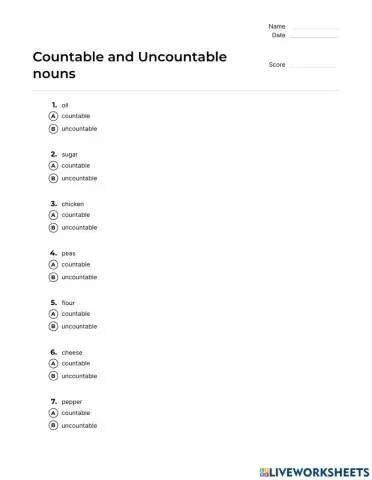 Countable and Uncountable nouns