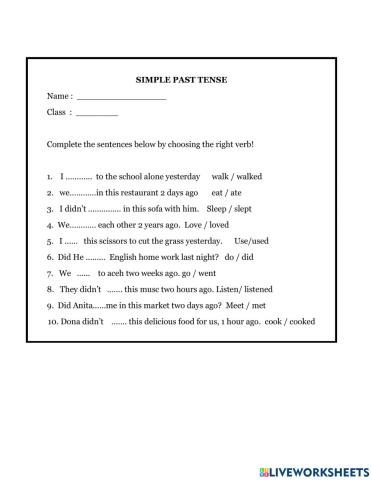 Simple Past Tense