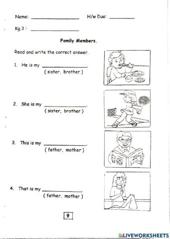 My Family (Choose correct answer)