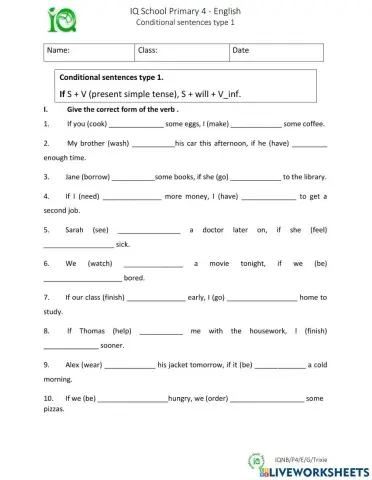 Conditional Sentences type 1