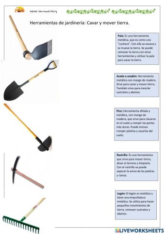Herramientas para cavar y mover tierra