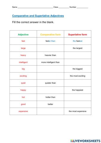 Comparative and Superlative Adjectives