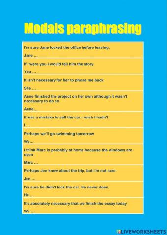 Modals paraphrasing