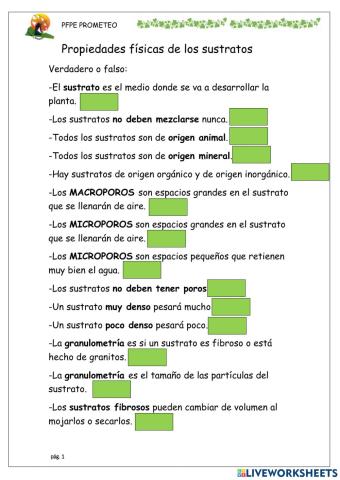 Propiedades físicas de los sustratos