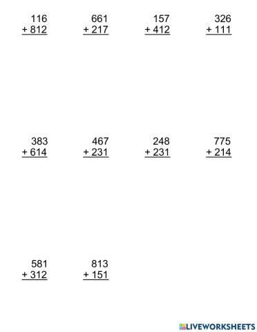 Addition without Regrouping