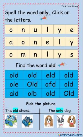 Tricky Words only:old