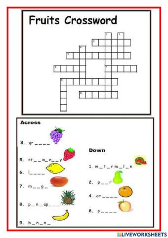 Fruit crossword