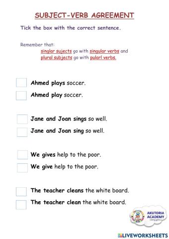 Subject Verb Agreement