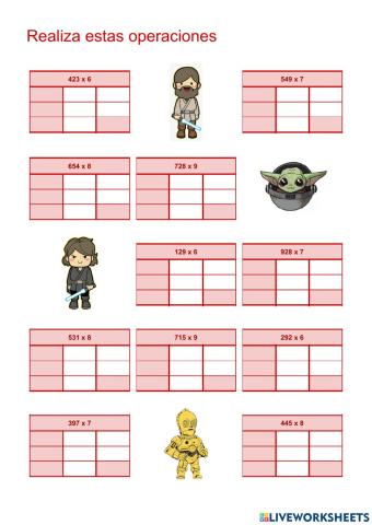 Multiplicaciones tablas 6 al 9