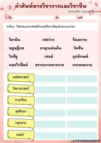 ศัพท์ทางวิชาการและวิชาชีพ