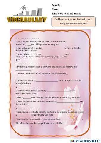 Vocabulary ( fill 3 words in the blank )