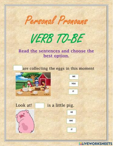 Personal pronouns and TO BE verbs