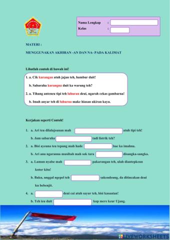 Latihan Bahasa Sunda Kelas 5 Tema 5 Akhiran -an dan na- pada kalimat