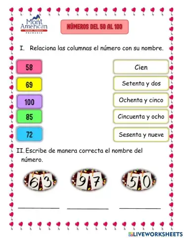 Números 50 al 100