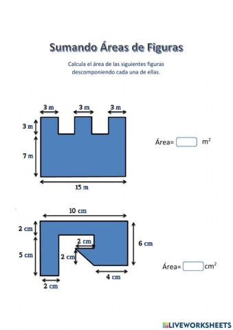 Sumando áreas de figuras geométricas