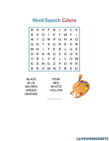 Colors wordsearch