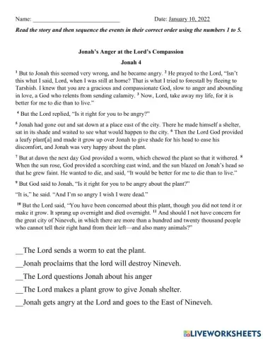 Jonah’s Anger at the Lord’s Compassion