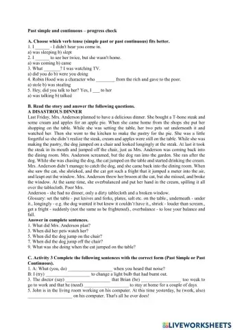 Past simple and continuous test 1