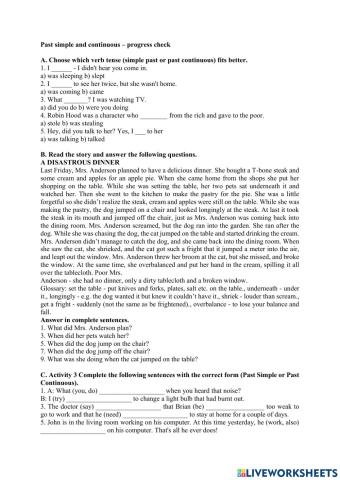 Past simple and continuous test 1