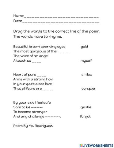 Poem Rhyme practice.