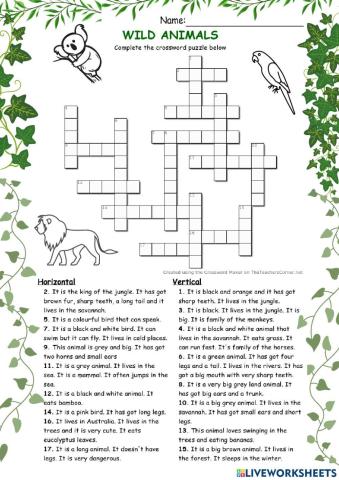 Wild animals crossword