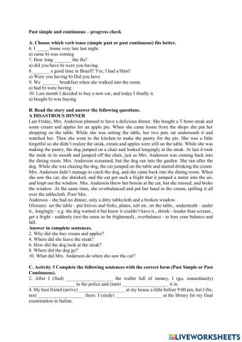 Past simple and continuous – progress check 2