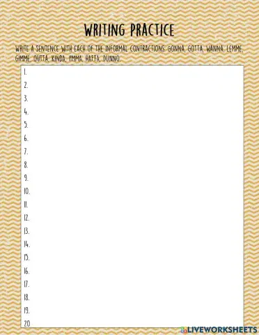 Writing practice: informal contractions