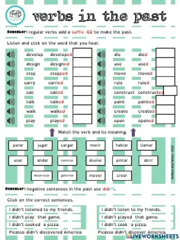 Past tense - regular verbs and pronunciation