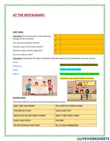 Eating at the restaurant