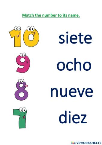 Spanish Numbers 7-10