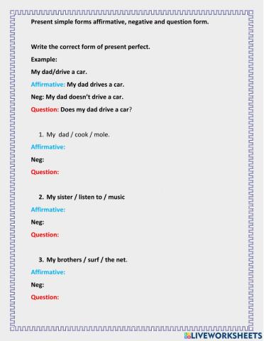 Present simple writing