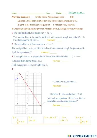 Equation of striaght line: Paralle & Perpendicular B - G10