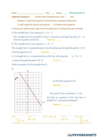 Equation of striaght line: Paralle & Perpendicular B - G10