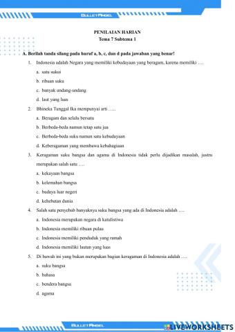 Soal Tema 7 Subtema 1