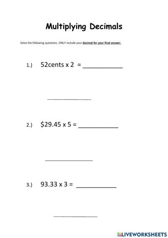 Multiplying Decimals