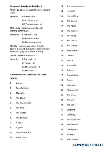 Personal Pronoun ( Singular )