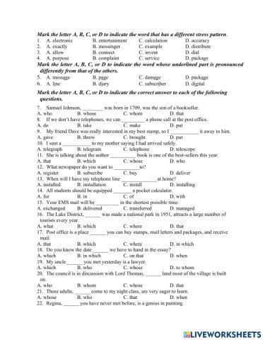 Unit 9 - Postal Services