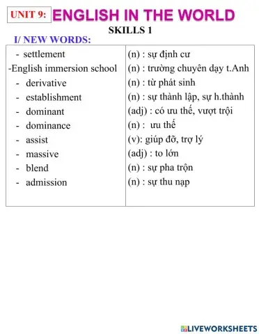 English 9- unit 9- skills 1