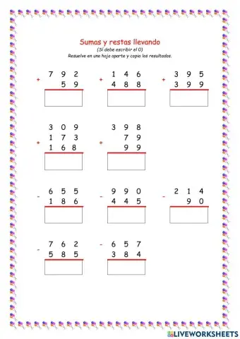 Sumas y restas llevando