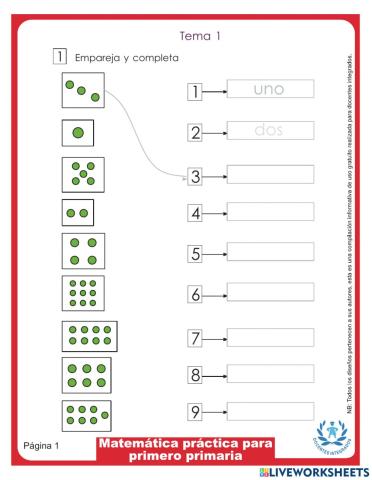Matematica practica para primero primaria pag. 1