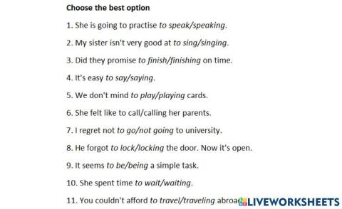 Gerund or infinitive