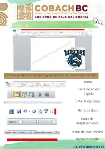 Elementos de la ventana de word