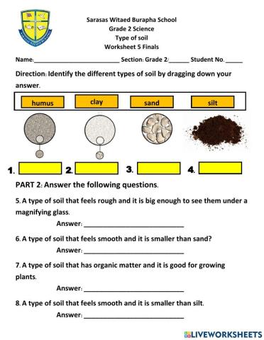 Worksheet 5, Types of soil