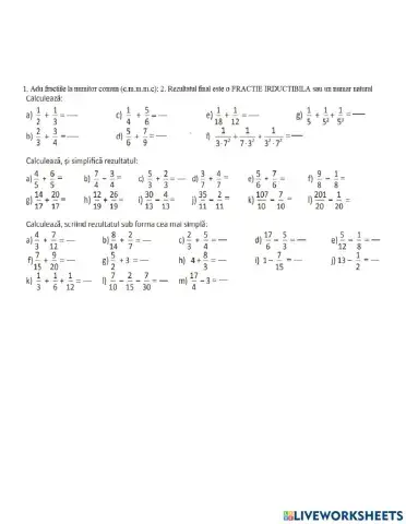 Adunarea si scaderea fractiilor