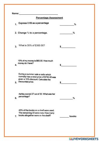 Percentage Assessment