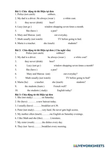 Present simple tense part 5