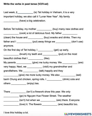 Tet holiday (past tense)