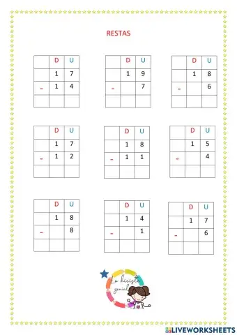 Restas de la familia del 10